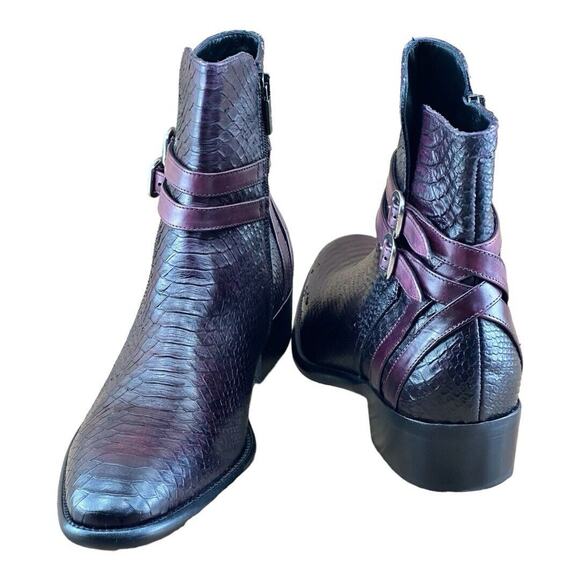 Jo Ghost Men size 8.5  Croc-Embossed Leather Boots Shoes - Picture 2 of 13